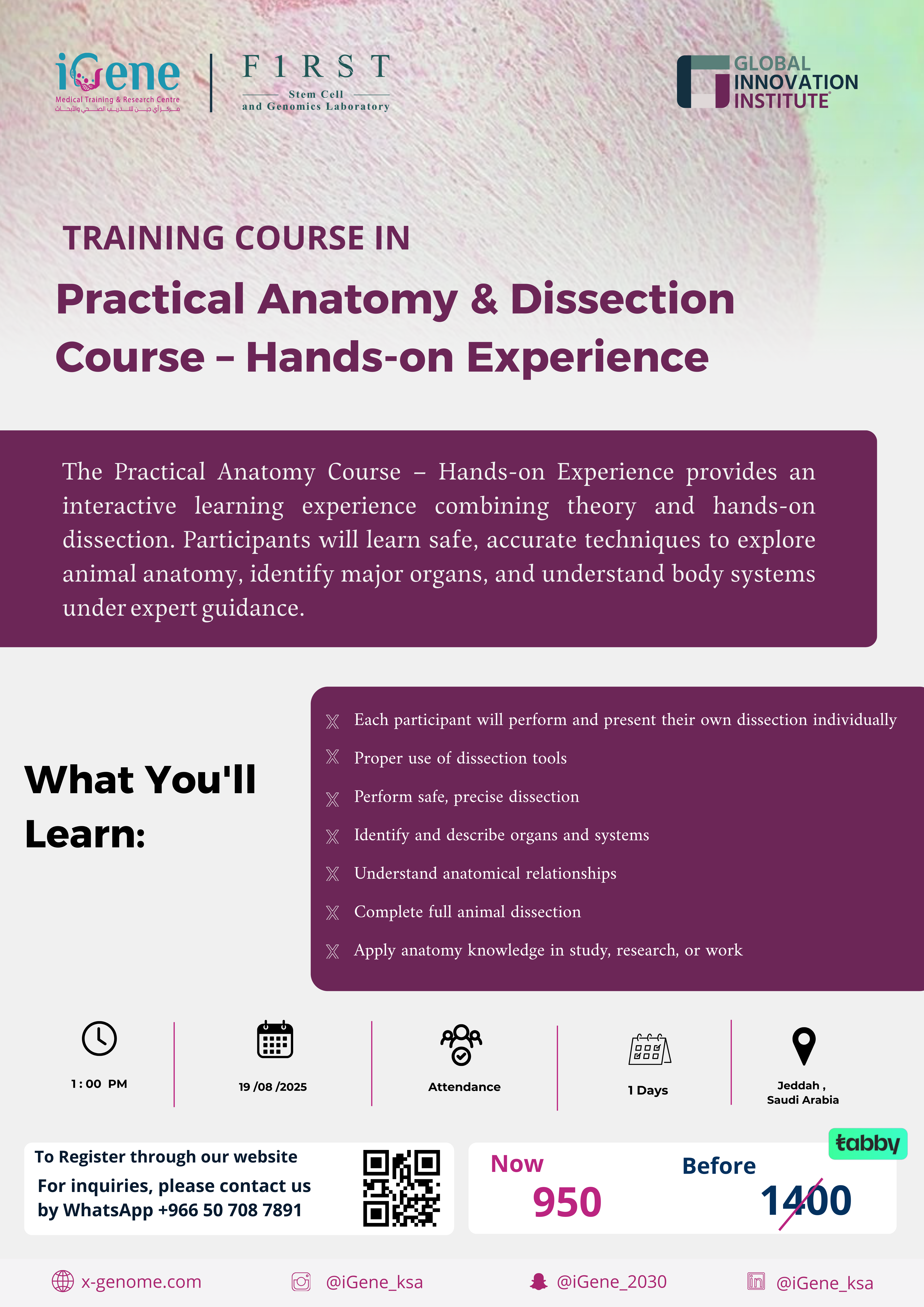Practical Anatomy Course – Hands-on Experience - Xgenome